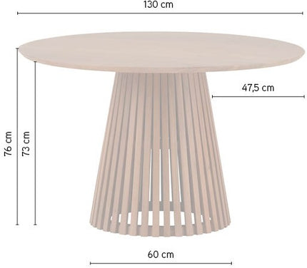 Eetkamertafel Ø130, Acacia naturel