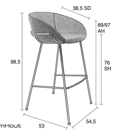 Barkruk Zuiver Feston - showroommodel - set van 2