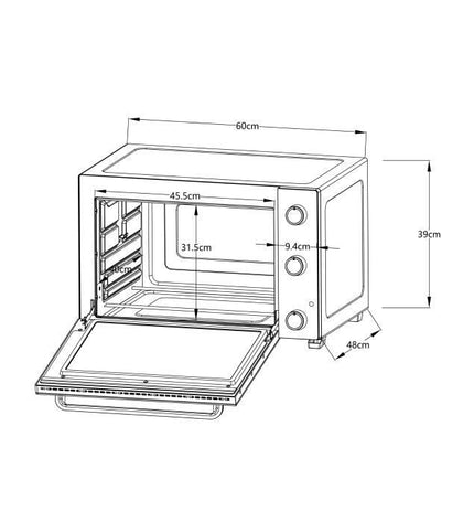 Electric mini oven - Natural convection CONTINENTAL EDISON - CEMF60B3 - Black - L60 x H39 x D48 cm