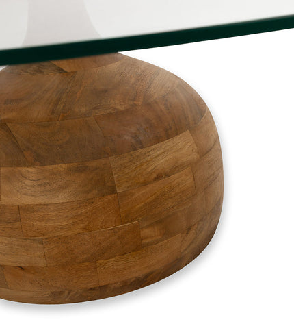 Stella coffee table Ø100, H35, Smooth Natural, Clear glass