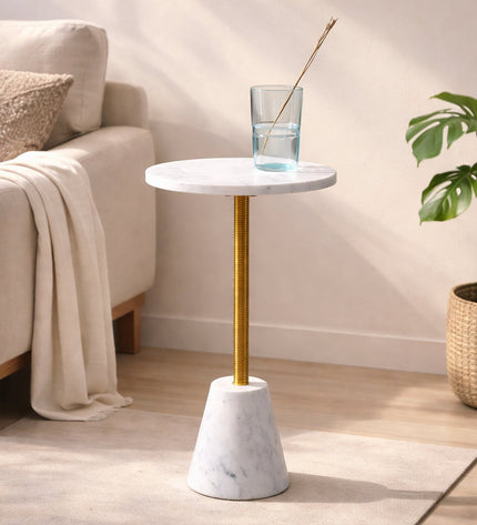 Marble Drink Table with Cone Marble Base