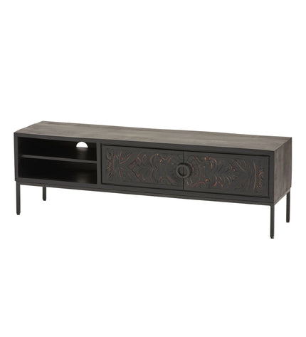 160 cm TV cabinet with 2 doors and 2 open compartments