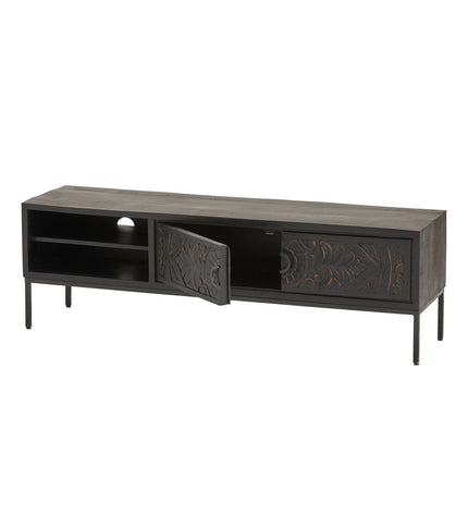 160 cm TV cabinet with 2 doors and 2 open compartments