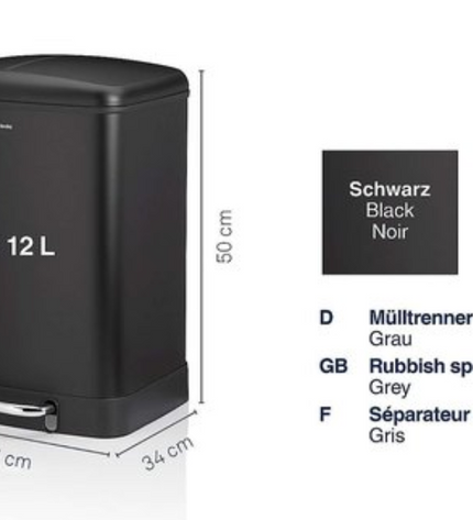 Davino Trash Can Separate Waste with Pedal 2x 12 liters