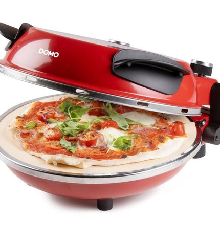 Pizzaoven - DOMO - DO9284PZ - Elektrisch 1200W - Keramische steen - Rood
