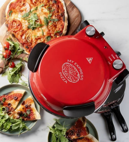 Pizzaoven - DOMO - DO9284PZ - Elektrisch 1200W - Keramische steen - Rood