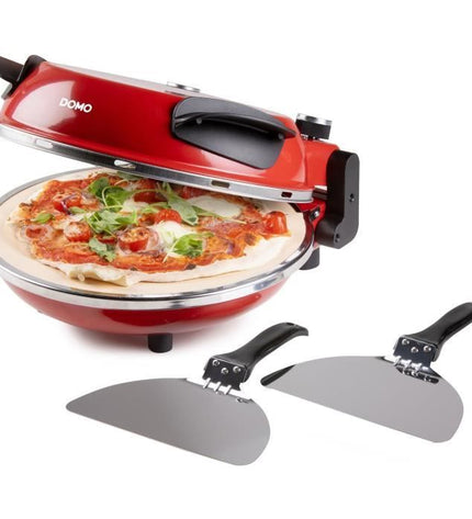 Pizzaoven - DOMO - DO9284PZ - Elektrisch 1200W - Keramische steen - Rood