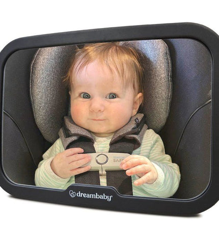 Large rectangular rear-view mirror - DREAMBABY - Adjustable for back seat - 20 x 24 cm - Black