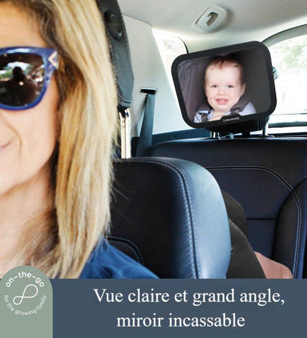 Large rectangular rear-view mirror - DREAMBABY - Adjustable for back seat - 20 x 24 cm - Black