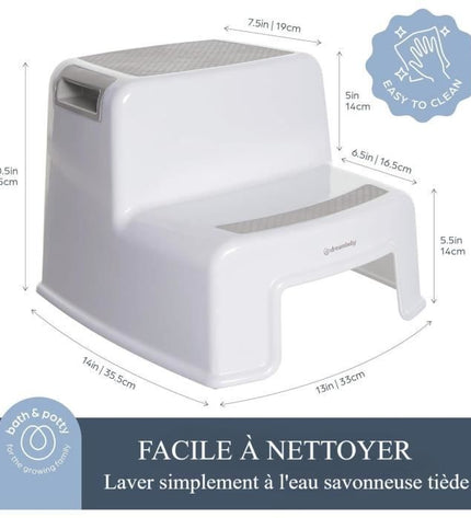 Step stool - DREAMBABY - 2 Up - Non-slip and textured - Up to 80 kg for children and adults - Grey
