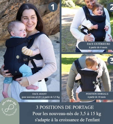 Adjustable 3-in-1 baby carrier - DREAMBABY - TRAVEL - Comfortable and versatile - From newborn to child up to 15 kg - Black