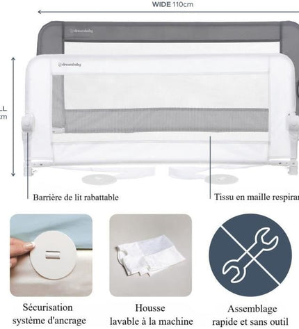 Dreambaby Maggie Bed Barrier - Fits built-in and flat beds measuring 110 cm wide and 50 cm high