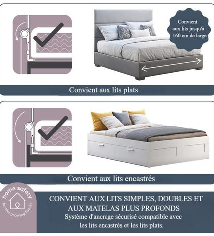 Dreambaby Nicole Bed Barrier - Beds and flat beds - measuring 150 cm wide and 50 cm high - grey