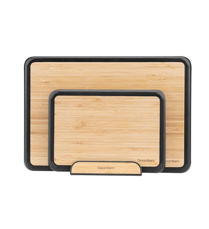 Fledge Bamboo Cutting Board Set of 2 Pieces with Holder