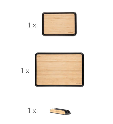 Fledge Bamboo Cutting Board Set of 2 Pieces with Holder