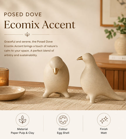 Sustainable White Ecomix Dove Sculpture | Handcrafted Peace & Hope Home Accent Decor