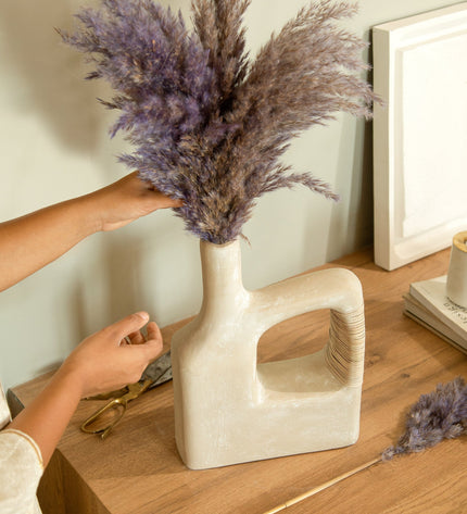 Sarafay Large Ecomix Cane Vase - Handcrafted Eco-Friendly Decorative Floor & Tabletop Flower Accent - Modern Rustic Boho