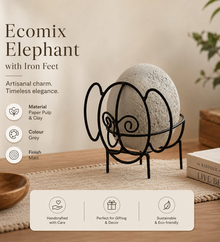 Sustainable Ecomix Elephant Sculpture with Iron Feet