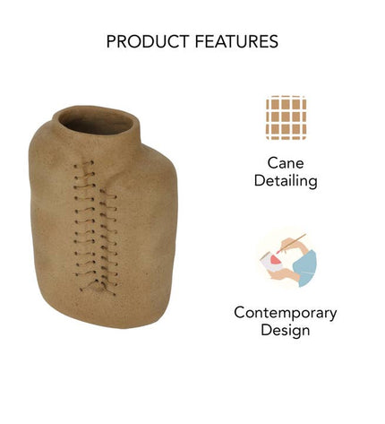 Niraan Handcrafted Ecomix Cane Vase | Sustainable Boho Modern Home Decor | Eco-Friendly Floral Accent Piece