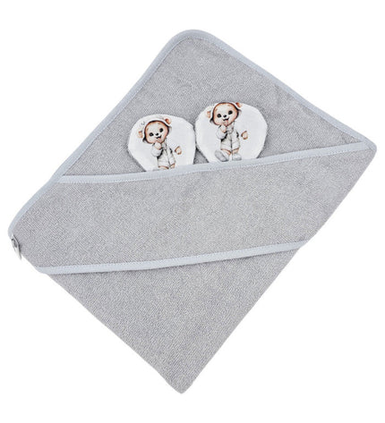 Bamboo bath cover GARDENER BEAR/GREY
