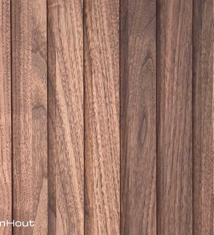 Houten keukenfront warm noten latten