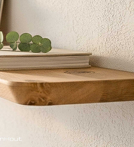 Houten wandplank  (facet rand, ronde hoek)