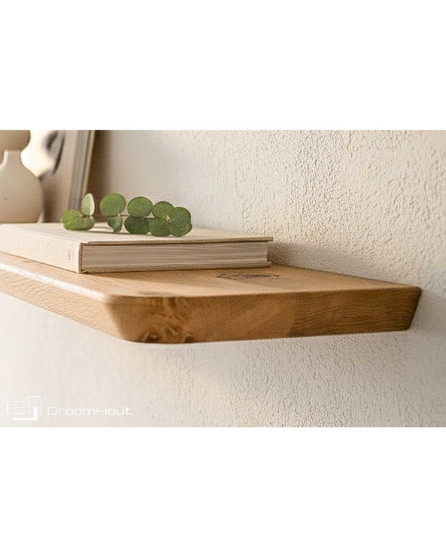 Houten wandplank  (facet rand, ronde hoek)
