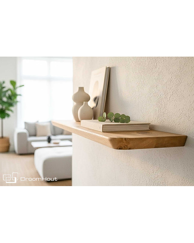 Houten wandplank  (facet rand, ronde hoek)