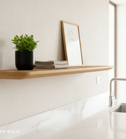 Houten wandplank (verjongde rand, ronde hoek)