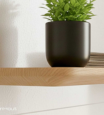 Houten wandplank (verjongde rand, ronde hoek)