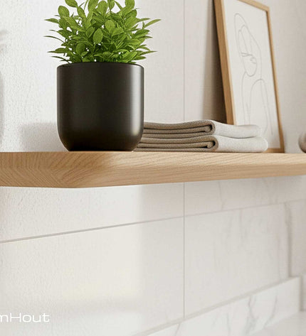 Houten wandplank (verjongde rand, ronde hoek)