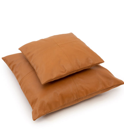 The Four Panel Leather Cushion Cover - Camel - 40x40