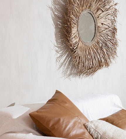 The Four Panel Leather Cushion Cover - Camel - 40x40