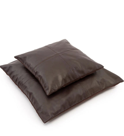 The Four Panel Leather Cushion Cover - Choco - 60x60