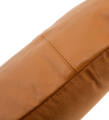 The Six Panel Leather Cushion Cover - Camel - 30x50