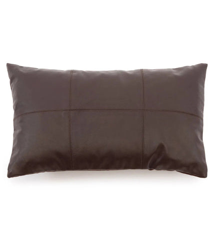 The Six Panel Leather Cushion Cover - Choco - 30x50