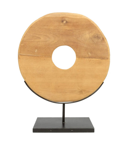 The Teak Disc on Stand - L