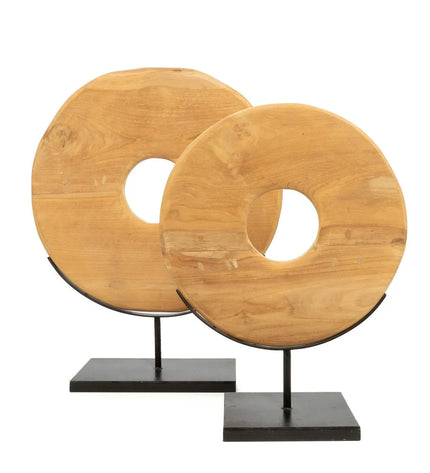 The Teak Disc on Stand - L