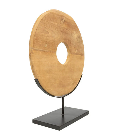 The Teak Disc on Stand - L