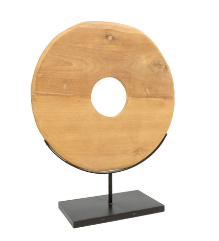 The Teak Disc on Stand - L
