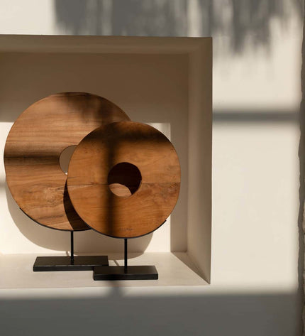 The Teak Disc on Stand - M
