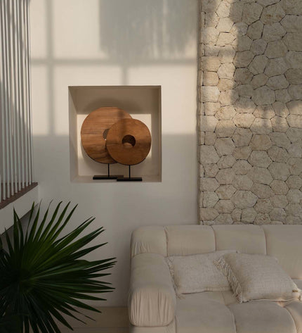 The Teak Disc on Stand - M