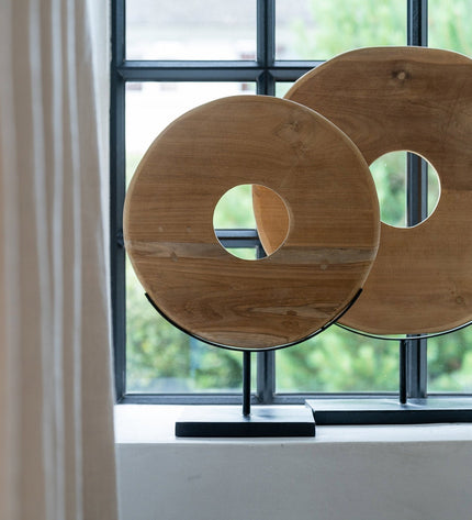 The Teak Disc on Stand - M