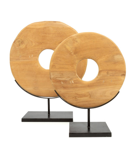 The Teak Disc on Stand - M