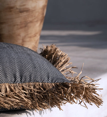 The Cotton Bonita Cushion Cover - Natural Black - 40x40
