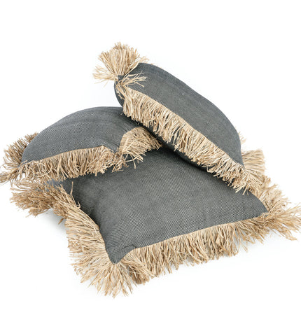 The Cotton Bonita Cushion Cover - Natural Black - 60x60