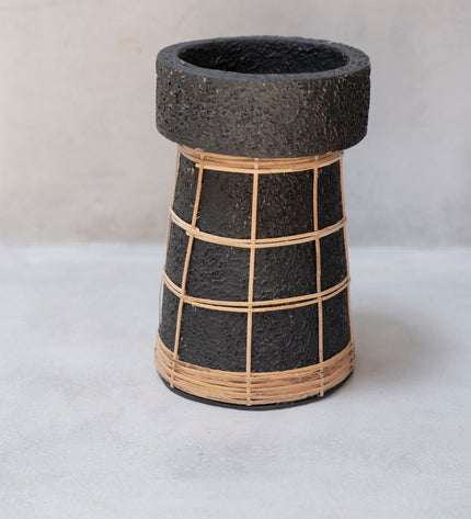 The Serene Candle Holder - Black Natural - L