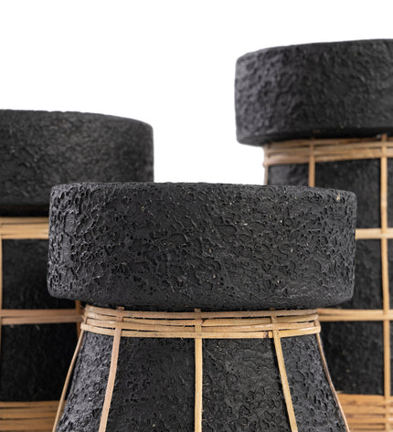 The Serene Candle Holder - Black Natural - L