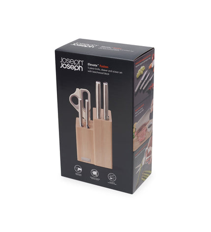 Elevate Fusion 5-Piece Knife and Scissors Set with Holder