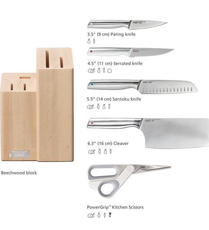 Elevate Fusion 5-Piece Knife and Scissors Set with Holder